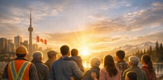 The Power to Change It: Group of people looking toward a hopeful future together